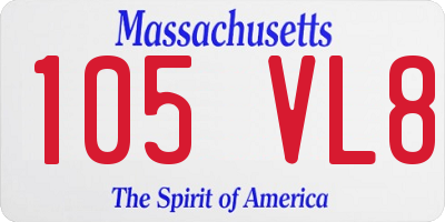 MA license plate 105VL8