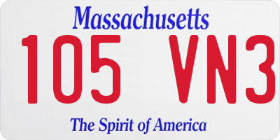 MA license plate 105VN3