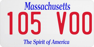 MA license plate 105VO0