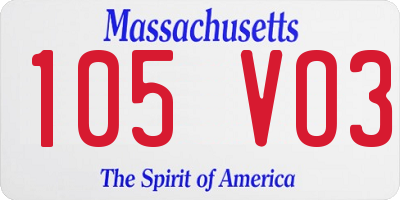 MA license plate 105VO3