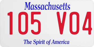 MA license plate 105VO4