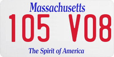 MA license plate 105VO8