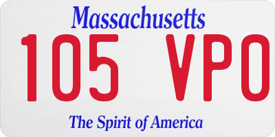 MA license plate 105VP0