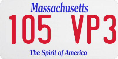 MA license plate 105VP3