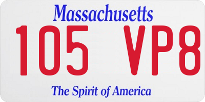 MA license plate 105VP8