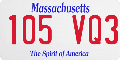 MA license plate 105VQ3