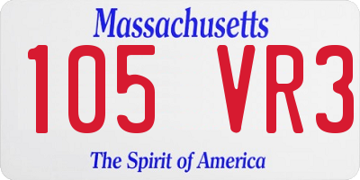 MA license plate 105VR3