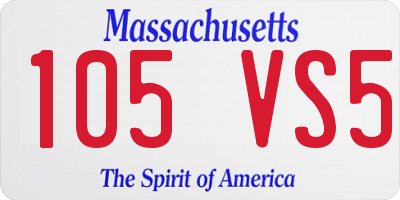 MA license plate 105VS5