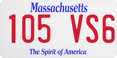 MA license plate 105VS6