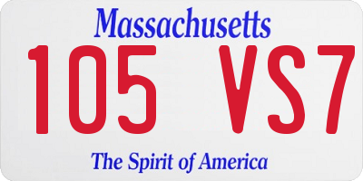 MA license plate 105VS7