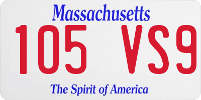 MA license plate 105VS9