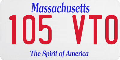 MA license plate 105VT0