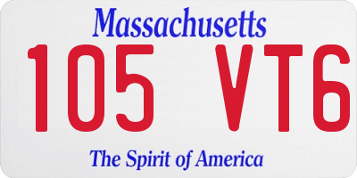 MA license plate 105VT6