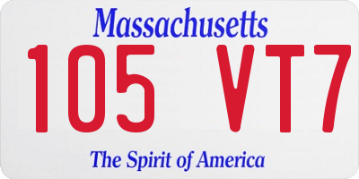 MA license plate 105VT7