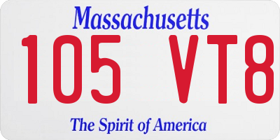 MA license plate 105VT8