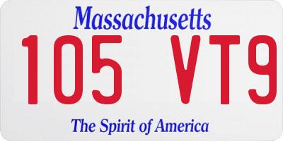 MA license plate 105VT9