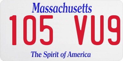 MA license plate 105VU9
