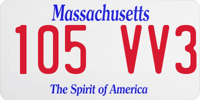 MA license plate 105VV3