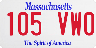 MA license plate 105VW0