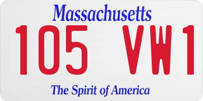 MA license plate 105VW1