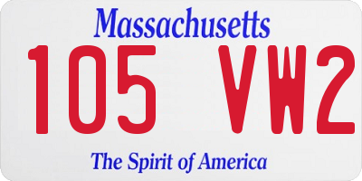 MA license plate 105VW2