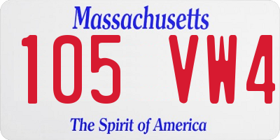 MA license plate 105VW4