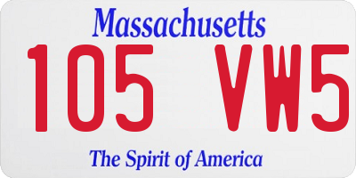 MA license plate 105VW5