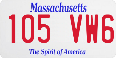 MA license plate 105VW6