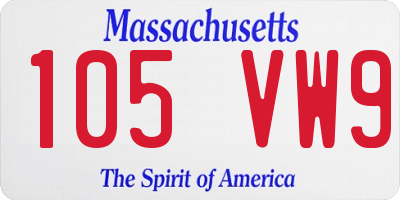 MA license plate 105VW9