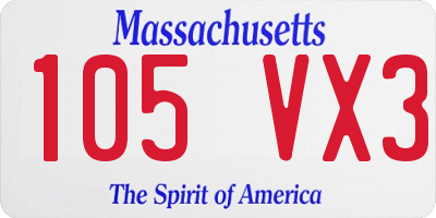 MA license plate 105VX3