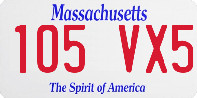 MA license plate 105VX5