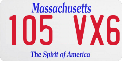 MA license plate 105VX6