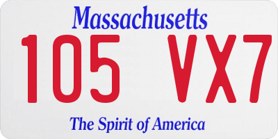 MA license plate 105VX7