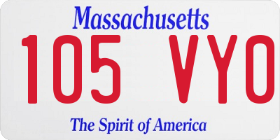 MA license plate 105VY0