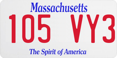 MA license plate 105VY3