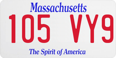 MA license plate 105VY9