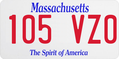 MA license plate 105VZ0