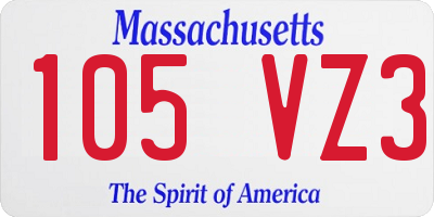 MA license plate 105VZ3