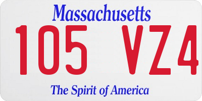 MA license plate 105VZ4