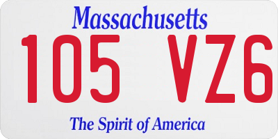 MA license plate 105VZ6