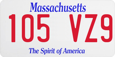 MA license plate 105VZ9