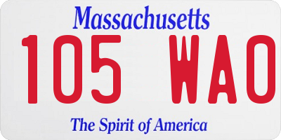 MA license plate 105WA0