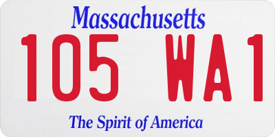 MA license plate 105WA1