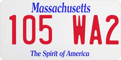 MA license plate 105WA2