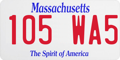 MA license plate 105WA5