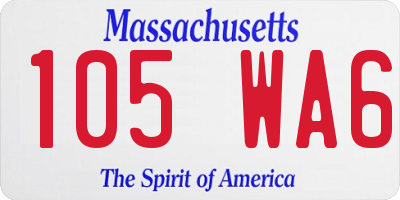 MA license plate 105WA6
