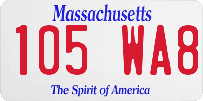 MA license plate 105WA8