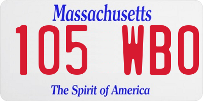 MA license plate 105WB0