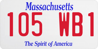 MA license plate 105WB1