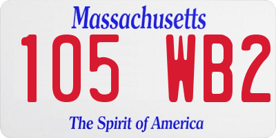 MA license plate 105WB2